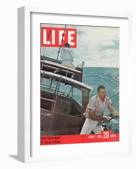 Salty Excitement of Ocean Fishing, April 7, 1961-George Silk-Framed Photographic Print