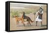 Salukis, Man and Facon-Louis Agassiz Fuertes-Framed Stretched Canvas