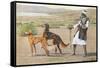 Salukis, Man and Facon-Louis Agassiz Fuertes-Framed Stretched Canvas
