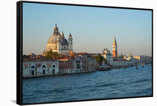 Salute Church, Doge's Palace, St. Mark's tower and basin, Venice Lagoon, Venice, Italy-Carlo Morucchio-Framed Stretched Canvas