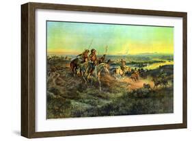 Salute of the Robe Trade-Charles Marion Russell-Framed Art Print