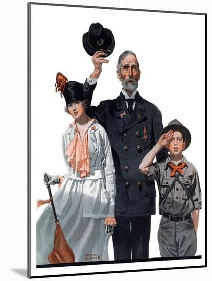 "Salute to Colors", May 12,1917-Norman Rockwell-Mounted Giclee Print