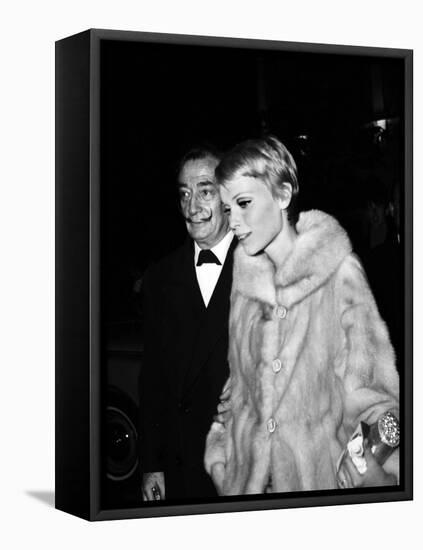 Salvador Dali and Mia Farrow at the Premiere of the Film "The Night of the Generals", Paris-null-Framed Stretched Canvas