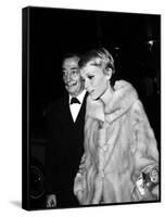 Salvador Dali and Mia Farrow at the Premiere of the Film "The Night of the Generals", Paris-null-Framed Stretched Canvas