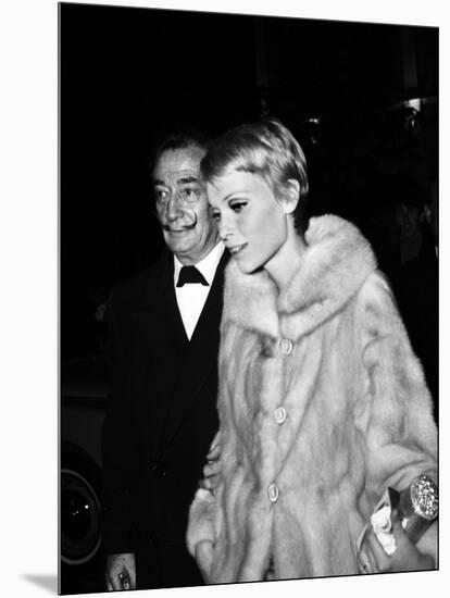 Salvador Dali and Mia Farrow at the Premiere of the Film "The Night of the Generals", Paris-null-Mounted Photo