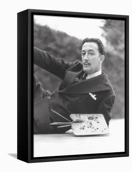 Salvador Dali B&W Portait-null-Framed Stretched Canvas