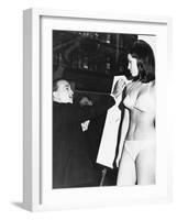 Salvador Dali Sketching Raquel Welch in Publicity Shot for Fantastic Voyage-null-Framed Photo