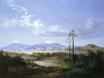 The Valley of Mexico with Volcanoes, 1879-Salvador Murillo-Framed Stretched Canvas
