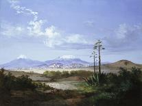 The City of Puebla with Volcanoes, 1879-Salvador Murillo-Stretched Canvas