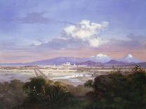 The City of Puebla with Volcanoes, 1879-Salvador Murillo-Giclee Print