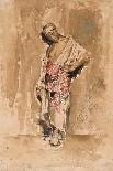 A Standing Moroccan Man, 1877 (W/C & Ink on Paper)-Salvador Sanchez Barbudo-Framed Giclee Print