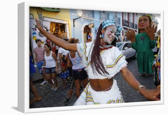 Salvador street carnival in Pelourinho, Bahia, Brazil, South America-Godong-Framed Photographic Print