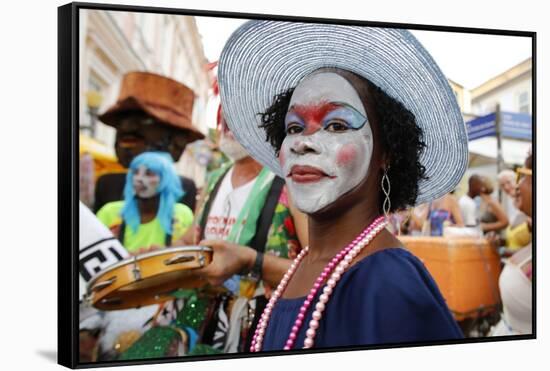 Salvador street carnival in Pelourinho, Bahia, Brazil, South America-Godong-Framed Stretched Canvas