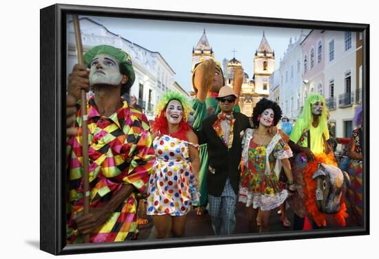 Salvador street carnival in Pelourinho, Bahia, Brazil, South America-Godong-Framed Photographic Print