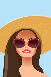 Beautiful Young Woman with Sunglasses, Retro Style. Summer Holiday Concept. Vector Illustration.-Salvadorova-Art Print