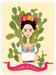 Cute Mexican Girl in an Ancient Dress. Cactus in the Background. Text Fifth of May. Vector Illustra-Salvadorova-Art Print