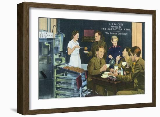 Salvation Army Famous Doughnut USO Club Scene-Lantern Press-Framed Art Print