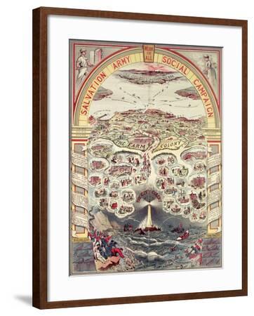 1910 Pictorial Map Salvation Army Social Campaign in England Wall Poster Print