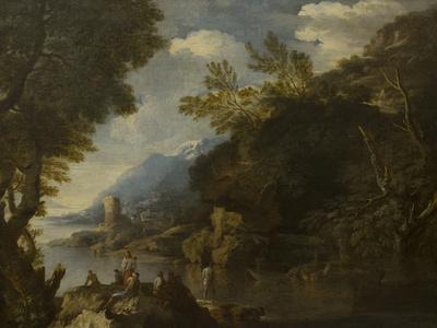 Landscape with figures and boats by Salvator Rosa
