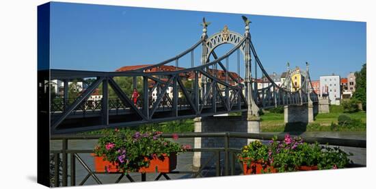 Salzach Bridge, Laufen on Salzach River, Upper Bavaria, Bavaria, Germany, Europe-Hans-Peter Merten-Stretched Canvas