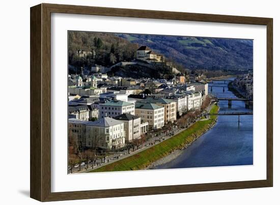 Salzach River and Kapuzinerberg Hill, Salzburg, Austria, Europe-Hans-Peter Merten-Framed Photographic Print