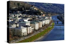 Salzach River and Kapuzinerberg Hill, Salzburg, Austria, Europe-Hans-Peter Merten-Stretched Canvas