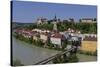 Salzach River and Old Town with Castle, Burghausen, Upper Bavaria, Bavaria, Germany, Europe-Hans-Peter Merten-Stretched Canvas