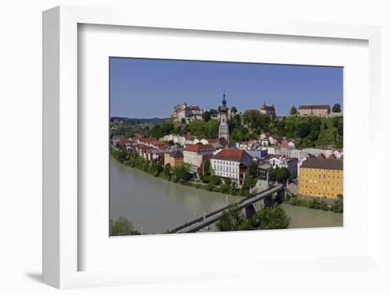 Salzach River and Old Town with Castle, Burghausen, Upper Bavaria, Bavaria, Germany, Europe-Hans-Peter Merten-Framed Photographic Print