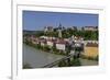 Salzach River and Old Town with Castle, Burghausen, Upper Bavaria, Bavaria, Germany, Europe-Hans-Peter Merten-Framed Photographic Print