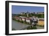 Salzach River and Old Town with Castle, Burghausen, Upper Bavaria, Bavaria, Germany, Europe-Hans-Peter Merten-Framed Photographic Print