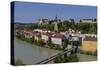 Salzach River and Old Town with Castle, Burghausen, Upper Bavaria, Bavaria, Germany, Europe-Hans-Peter Merten-Stretched Canvas