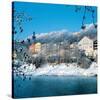 Salzburg and Salzach in Winter-null-Stretched Canvas