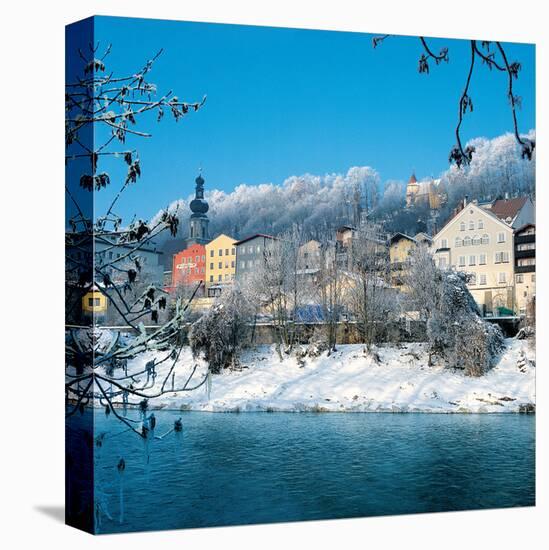 Salzburg and Salzach in Winter-null-Stretched Canvas