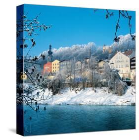 Salzburg and Salzach in Winter-null-Stretched Canvas