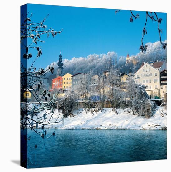Salzburg and Salzach in Winter-null-Stretched Canvas