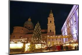 Salzburg Cathedral and Chrismas Market at Residenzplatz Square, Salzburg, Austria, Europe-Hans-Peter Merten-Mounted Photographic Print