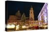 Salzburg Cathedral and Chrismas Market at Residenzplatz Square, Salzburg, Austria, Europe-Hans-Peter Merten-Stretched Canvas