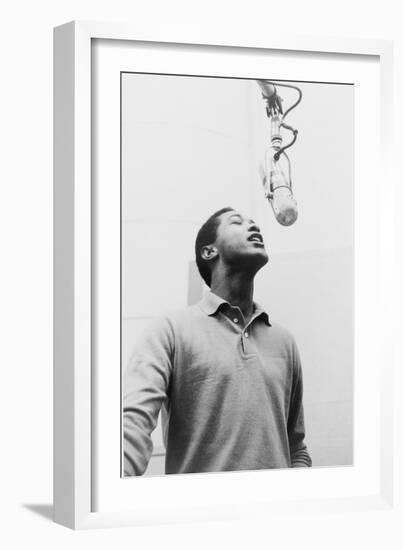 Sam Cooke, Singing into Microphone 1964, the Year of His Mysterious and Untimely Death-null-Framed Art Print