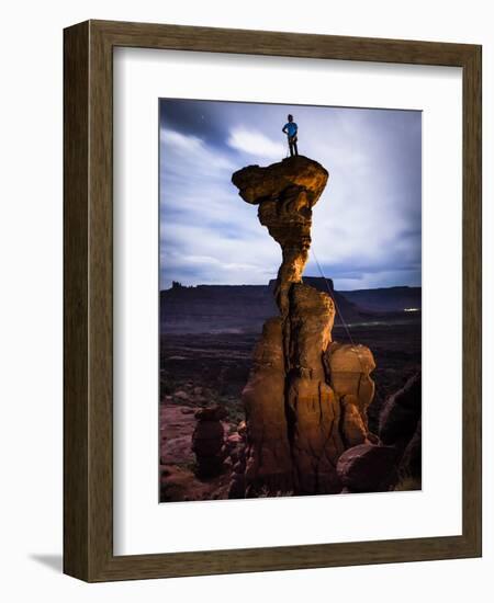 Sam Feuerborn Climbs the Single Pitch Mini-Tower: Cobra 5.11A- Fisher Towers - Moab, Utah ---Dan Holz-Framed Photographic Print
