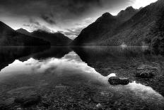 Reflective Mountain Lake Landscape in Black and White Foreground Stones-Sam Kynman-Cole-Photographic Print