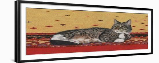 Sam on Patterned Rug-Janet Pidoux-Framed Giclee Print