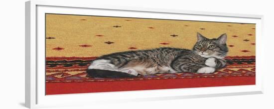 Sam on Patterned Rug-Janet Pidoux-Framed Giclee Print