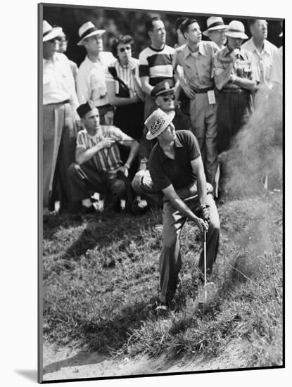 Sam Snead Makes an Iron Shot from the Side of a Sand Trap-null-Mounted Photo