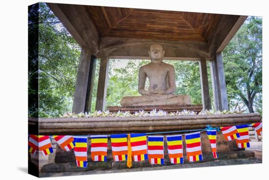 Samadhi Buddha Statue and Buddhist Flags-Matthew Williams-Ellis-Stretched Canvas