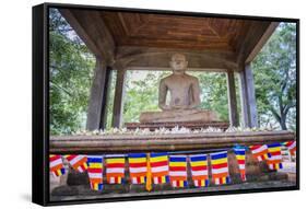 Samadhi Buddha Statue and Buddhist Flags-Matthew Williams-Ellis-Framed Stretched Canvas