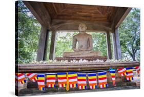 Samadhi Buddha Statue and Buddhist Flags-Matthew Williams-Ellis-Stretched Canvas