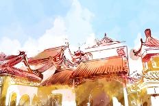 Illustration of Malaysia Chinese Temple. Water Color Graphic Drawing. Idea of Decoration, Post Card-samantha cheah-Art Print