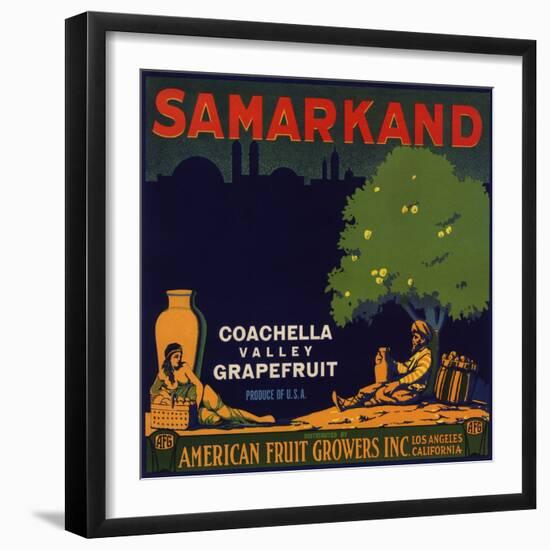 Samarkand Brand - Los Angeles, California - Citrus Crate Label-Lantern Press-Framed Art Print