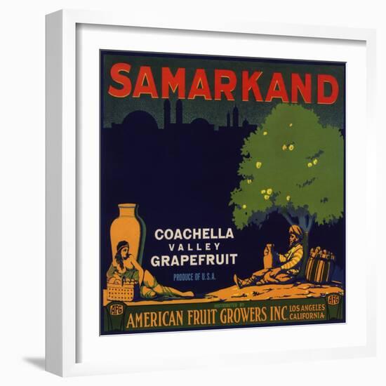 Samarkand Brand - Los Angeles, California - Citrus Crate Label-Lantern Press-Framed Art Print