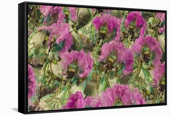 Samba Parade at Sambadrome During Carnival, Rio de Janeiro, Brazil-Keren Su-Framed Stretched Canvas